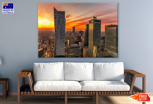 Warsaw Downtown, Poland Sunset Photograph Print 100% Australian Made