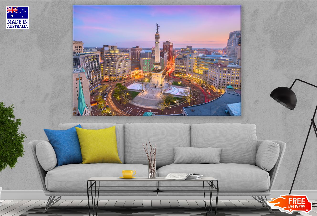 Indianapolis Skyline Sver Soliders Monument Photograph, USA Print 100% Australian Made