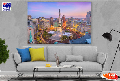 Indianapolis Skyline Sver Soliders Monument Photograph, USA Print 100% Australian Made