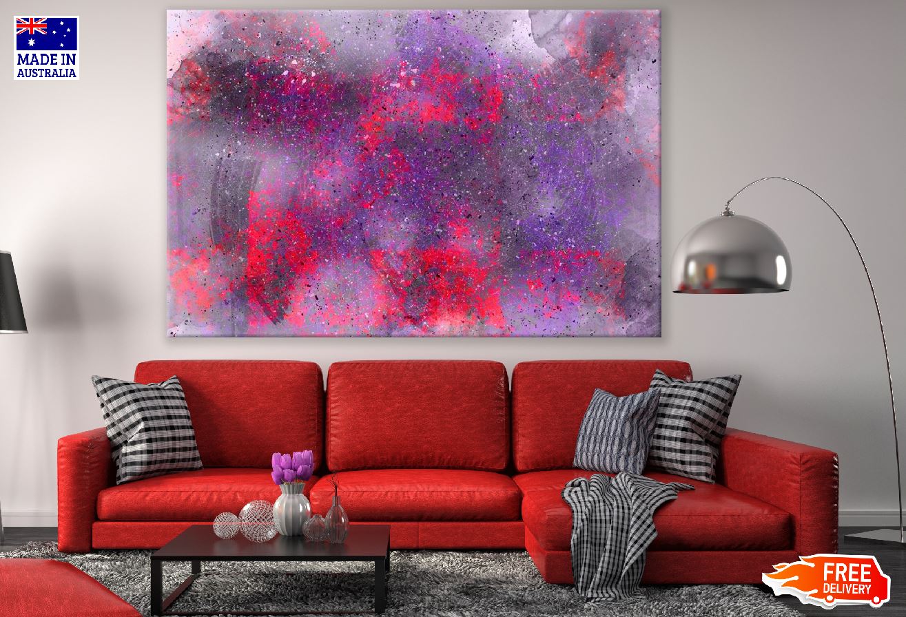 Purple & Red Color Splash Abstract Design Print 100% Australian Made