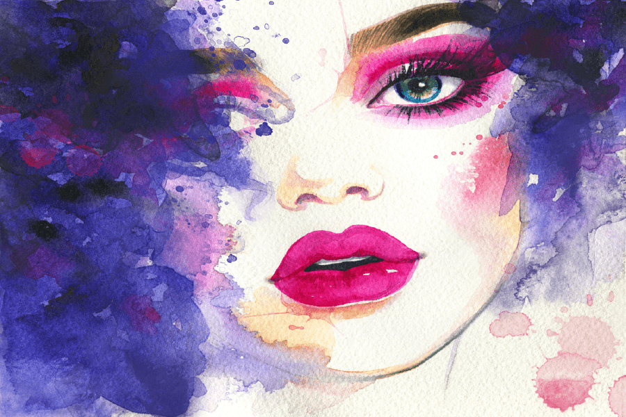 Makeup Woman Face Watercolor Painting Print 100% Australian Made