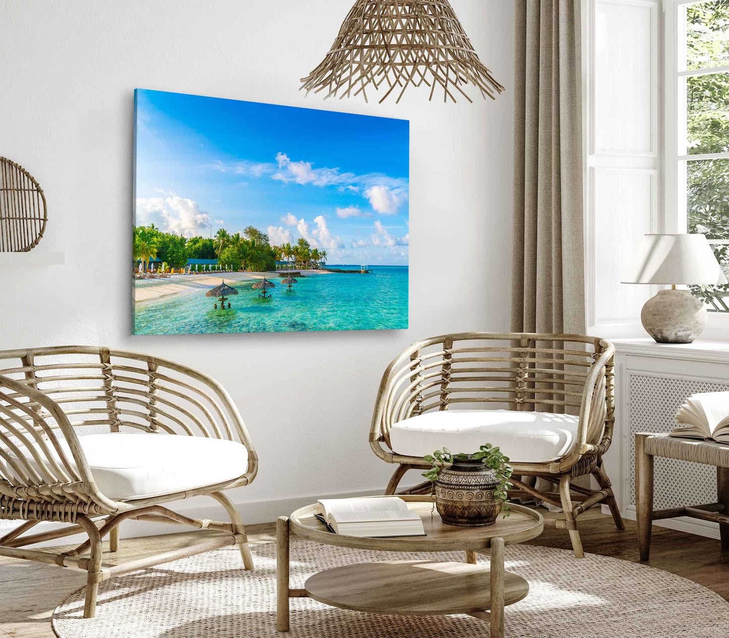 Bella Home Maldives Island With white Sandy Beach Print Canvas Ready to hang