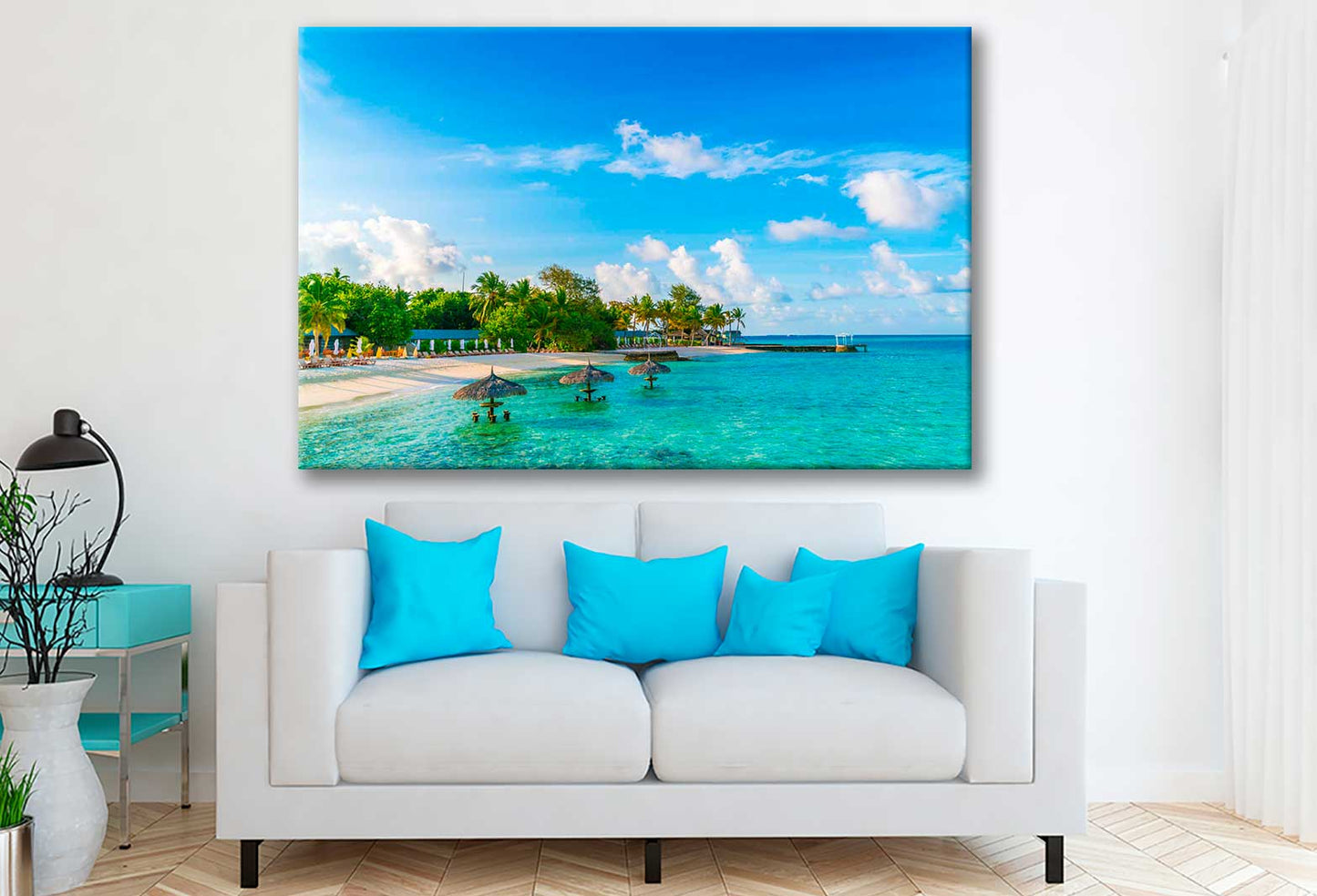 Bella Home Maldives Island With white Sandy Beach Print Canvas Ready to hang