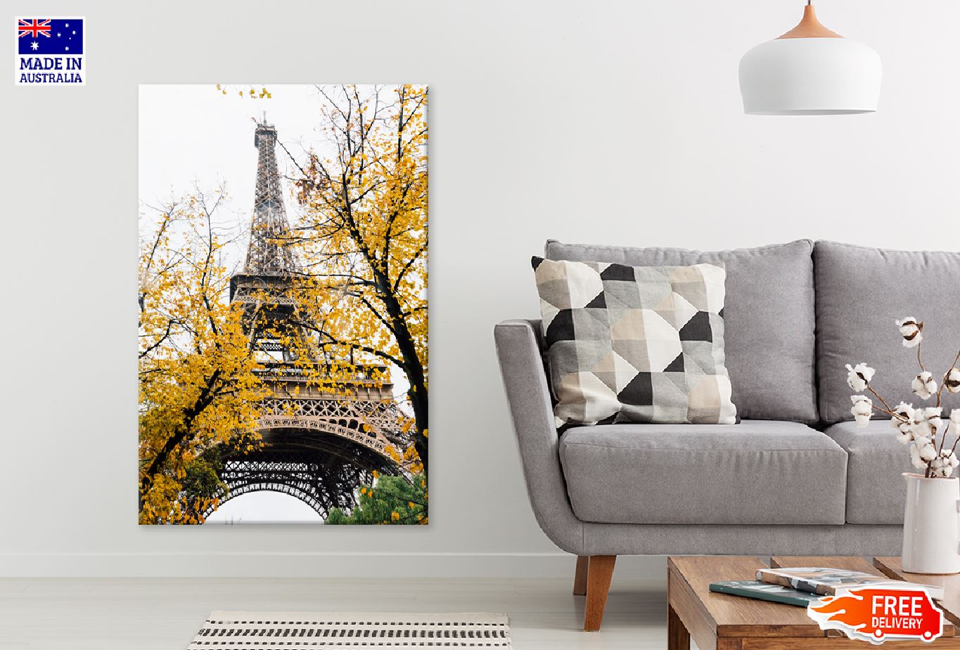 Yellow Trees Near Eiffel Tower Photograph Print 100% Australian Made