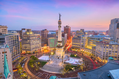 Indianapolis Skyline Sver Soliders Monument Photograph, USA Print 100% Australian Made