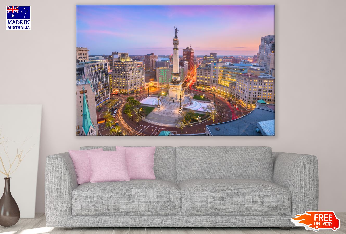 Indianapolis Skyline Sver Soliders Monument Photograph, USA Print 100% Australian Made