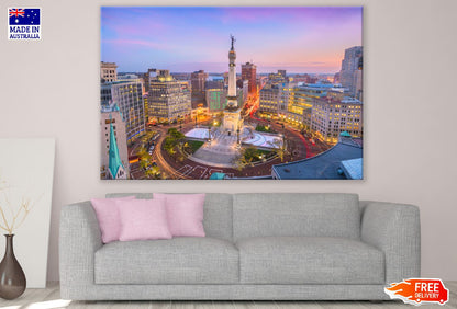 Indianapolis Skyline Sver Soliders Monument Photograph, USA Print 100% Australian Made
