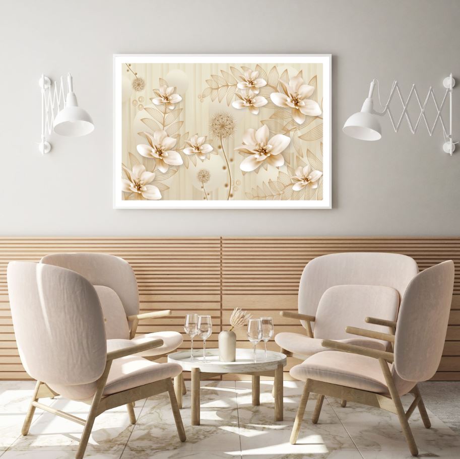 Golden Floral Abstract Design Home Decor Premium Quality Poster Print Choose Your Sizes