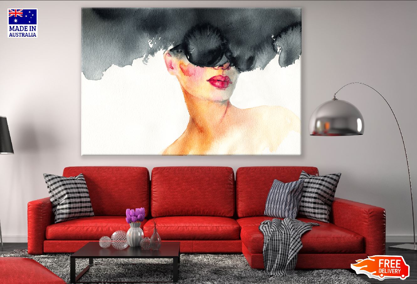 Woman with Stylish Sunglasses Abstract Watercolor Painting Print 100% Australian Made