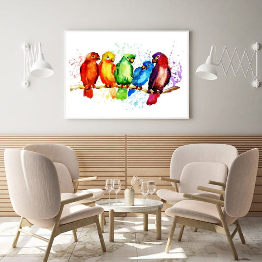 Love Birds Colorful Watercolor Painting Home Decor Premium Quality Poster Print Choose Your Sizes