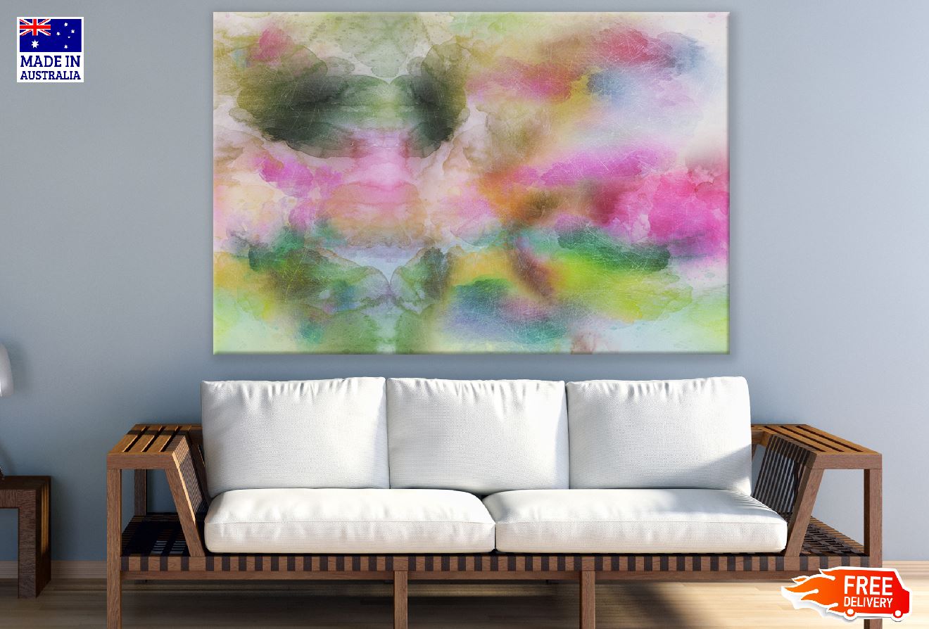 Green Yellow & Pink Abstract Design Print 100% Australian Made