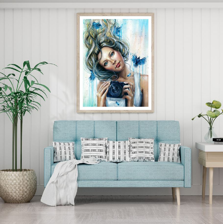 Girl with Camera Oil Painting Home Decor Premium Quality Poster Print Choose Your Sizes