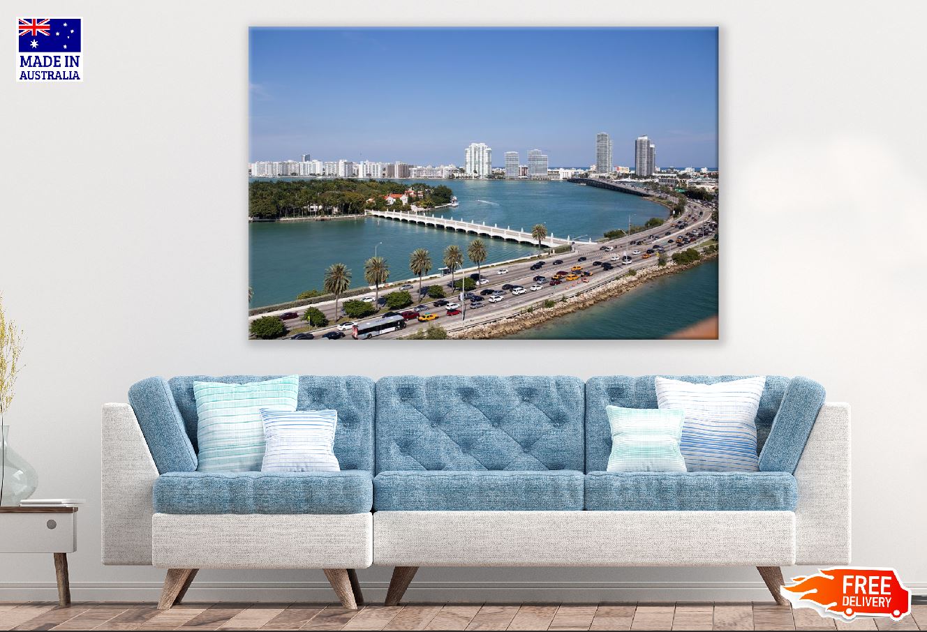 Miami City Ponte Beach USA Skyline Photograph Print 100% Australian Made