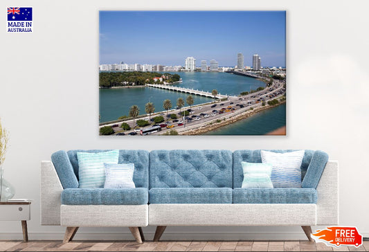Miami City Ponte Beach USA Skyline Photograph Print 100% Australian Made