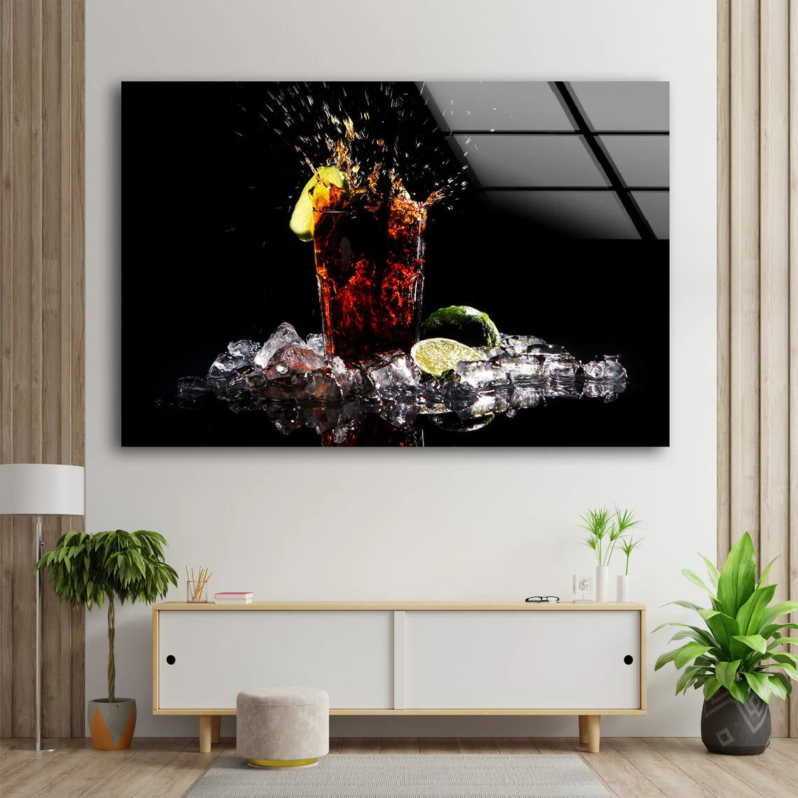 Drink with Lemon & Ice Photograph Acrylic Glass Print Tempered Glass Wall Art 100% Made in Australia Ready to Hang