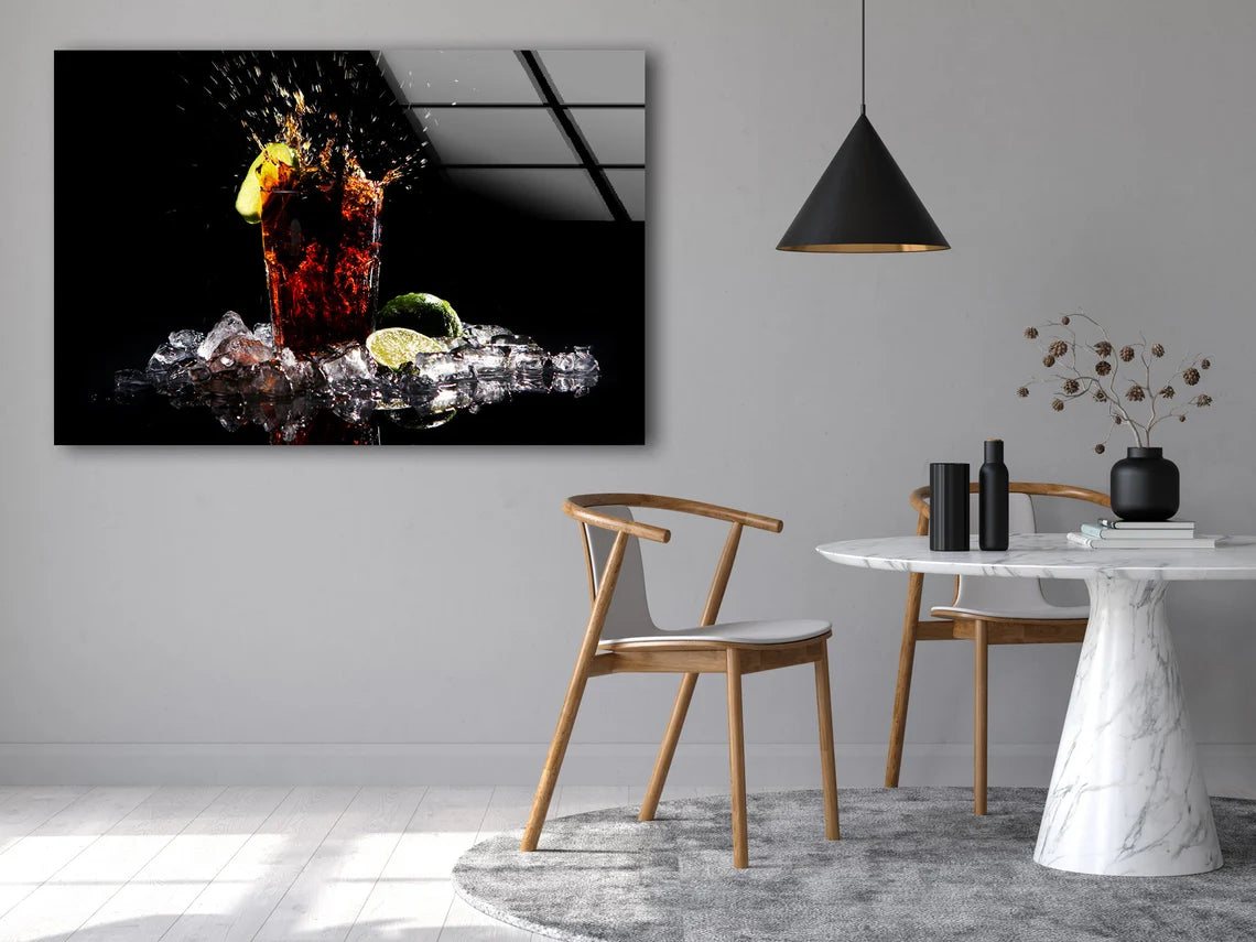 Drink with Lemon & Ice Photograph Acrylic Glass Print Tempered Glass Wall Art 100% Made in Australia Ready to Hang