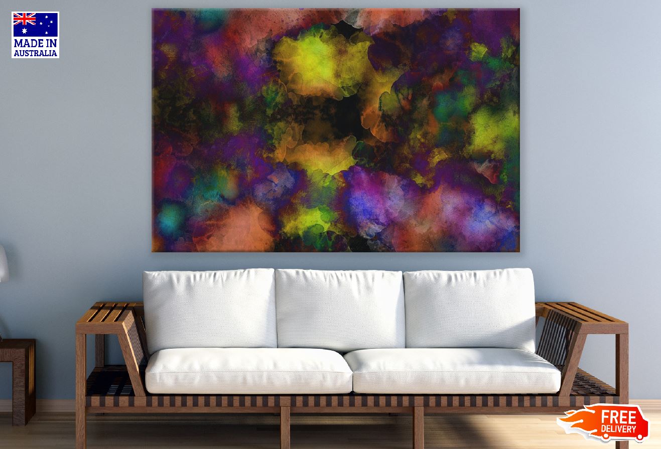 Purple Yellow & Black Abstract Design Print 100% Australian Made