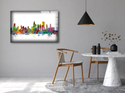 Colorful City Watercolor Splash Painting Acrylic Glass Print Tempered Glass Wall Art 100% Made in Australia Ready to Hang