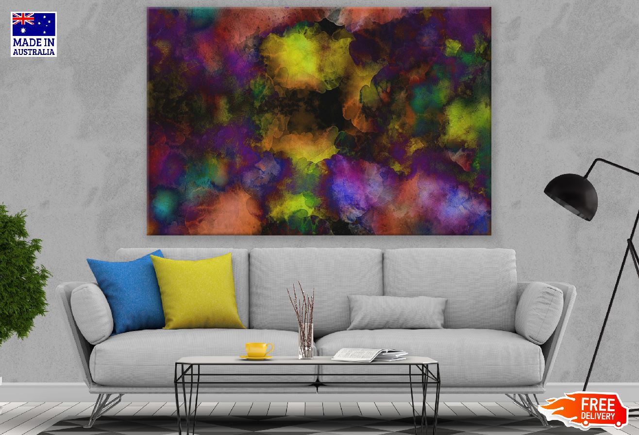 Purple Yellow & Black Abstract Design Print 100% Australian Made