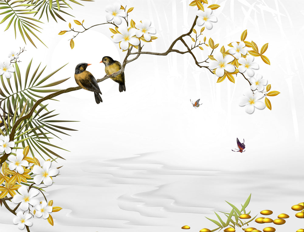 Birds on Tree 3D Design Home Decor Premium Quality Poster Print Choose Your Sizes