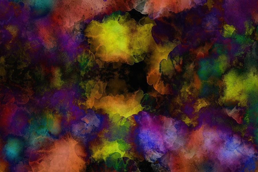 Purple Yellow & Black Abstract Design Print 100% Australian Made