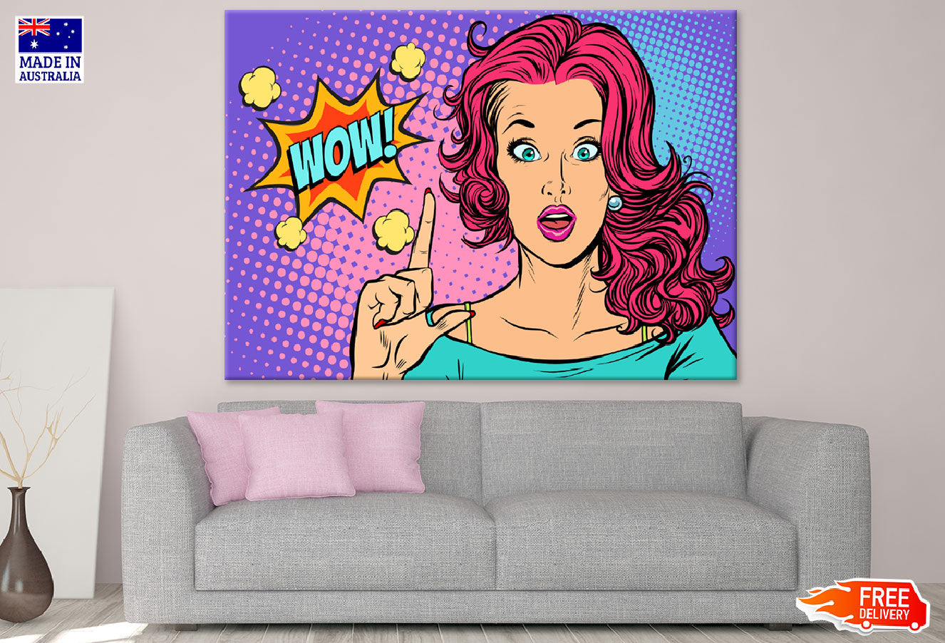 Wow Quote & Fashion Girl Vector Print 100% Australian Made