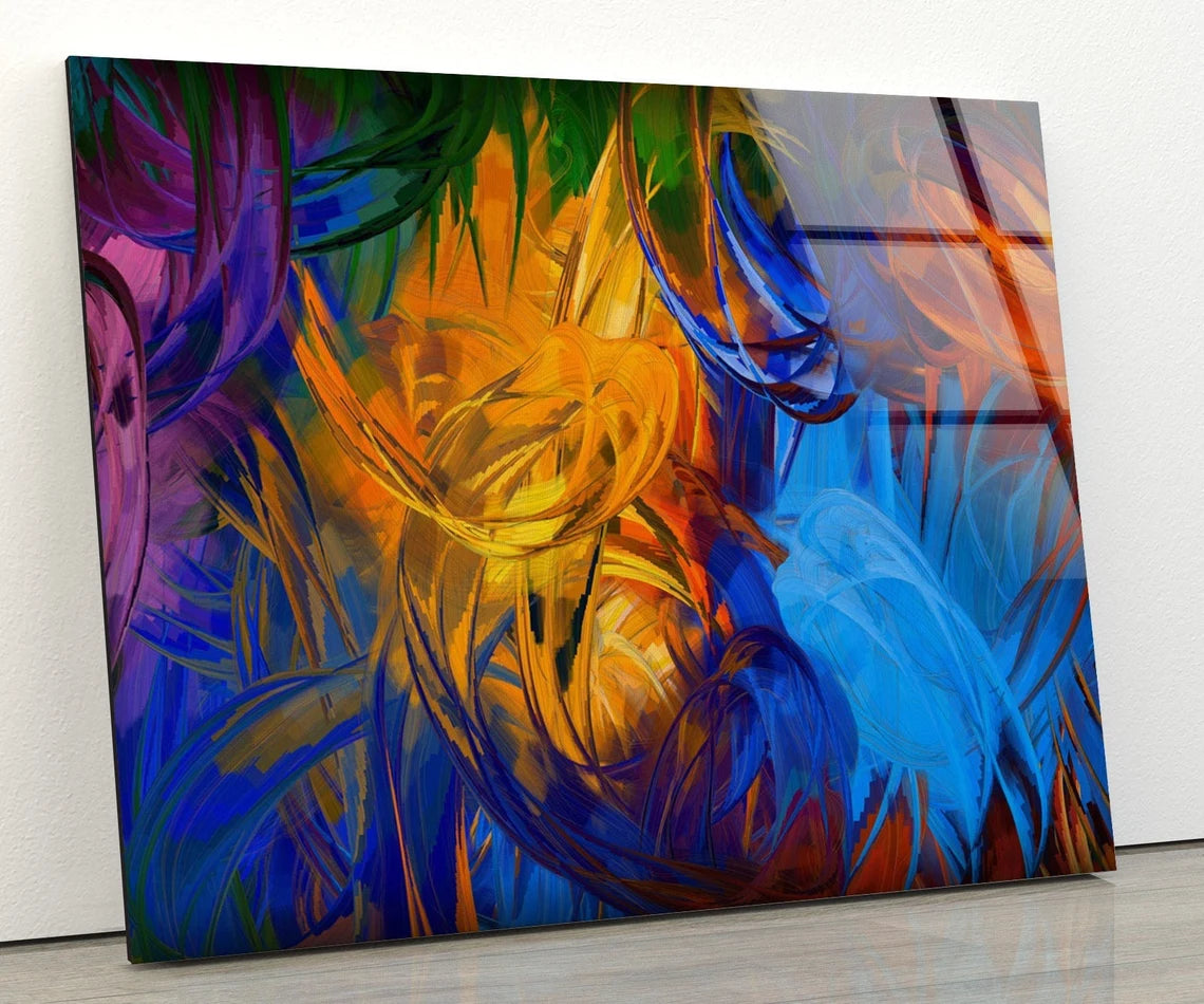 Colorful Abstract Painting Acrylic Glass Print Tempered Glass Wall Art 100% Made in Australia Ready to Hang