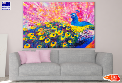 Colourful Peacock Painting Print 100% Australian Made