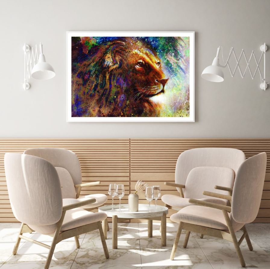 Lion Face Portrait Oil Painting Home Decor Premium Quality Poster Print Choose Your Sizes