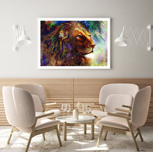 Lion Face Portrait Oil Painting Home Decor Premium Quality Poster Print Choose Your Sizes