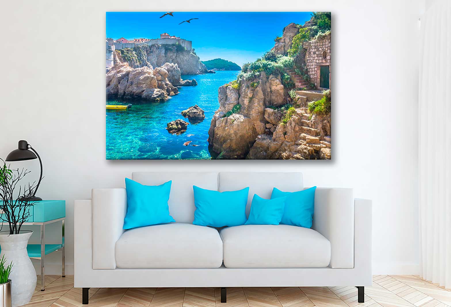 Bella Home Marble Hidden Bay in Old City Center Print Canvas Ready to hang