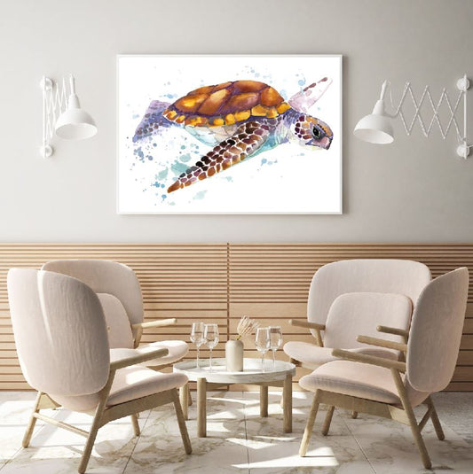 Sea Turtle Watercolor Painting Home Decor Premium Quality Poster Print Choose Your Sizes