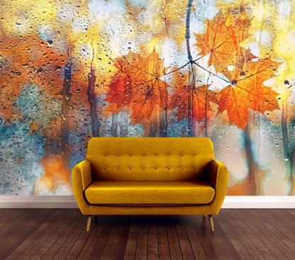 Wallpaper Murals Peel and Stick Removable Autumn Tree Leaf on Glass High Quality