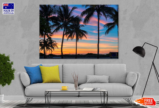 Miami Beach Palm Tree Sunset View Photograph Print 100% Australian Made