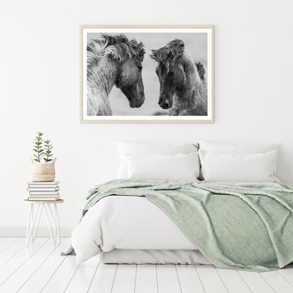 Horses Portrait B&W Photograph Home Decor Premium Quality Poster Print Choose Your Sizes