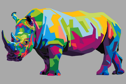 Colorful Abstract Rhinoceros Design Print 100% Australian Made