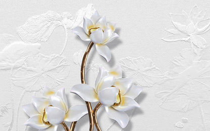 White Gold Flowers 3D Design Home Decor Premium Quality Poster Print Choose Your Sizes