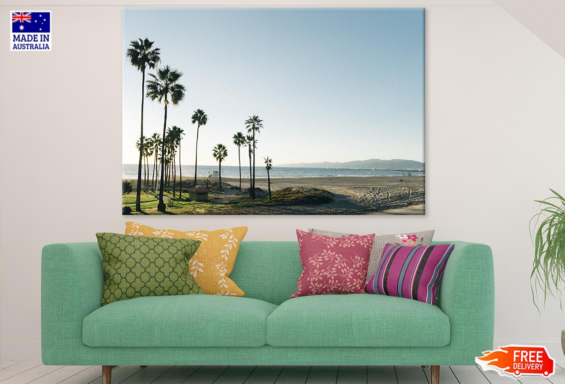 Palm Trees on Sea Shore Photograph Print 100% Australian Made