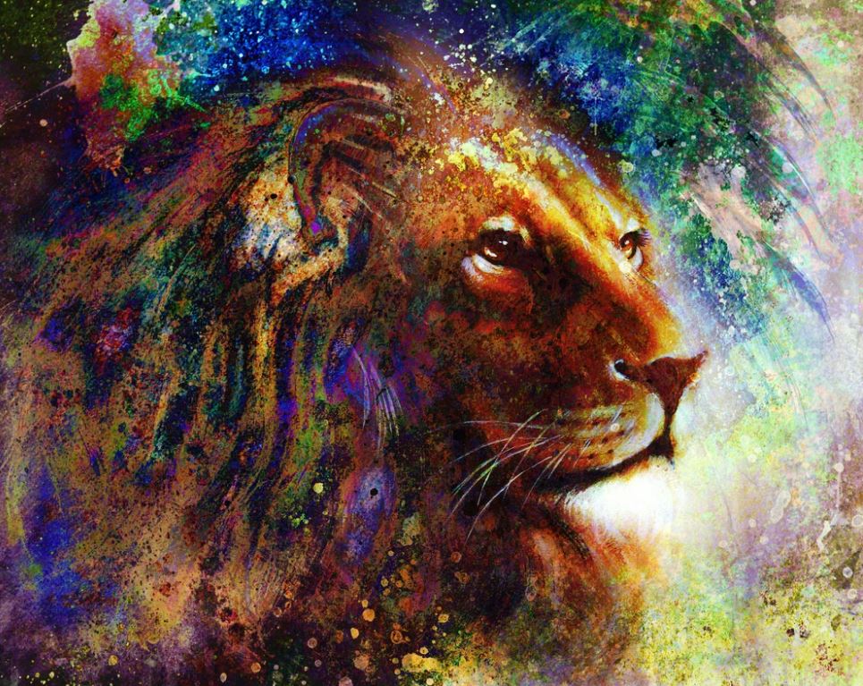 Lion Face Portrait Oil Painting Home Decor Premium Quality Poster Print Choose Your Sizes