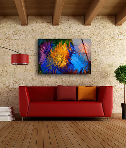 Colorful Abstract Painting Acrylic Glass Print Tempered Glass Wall Art 100% Made in Australia Ready to Hang