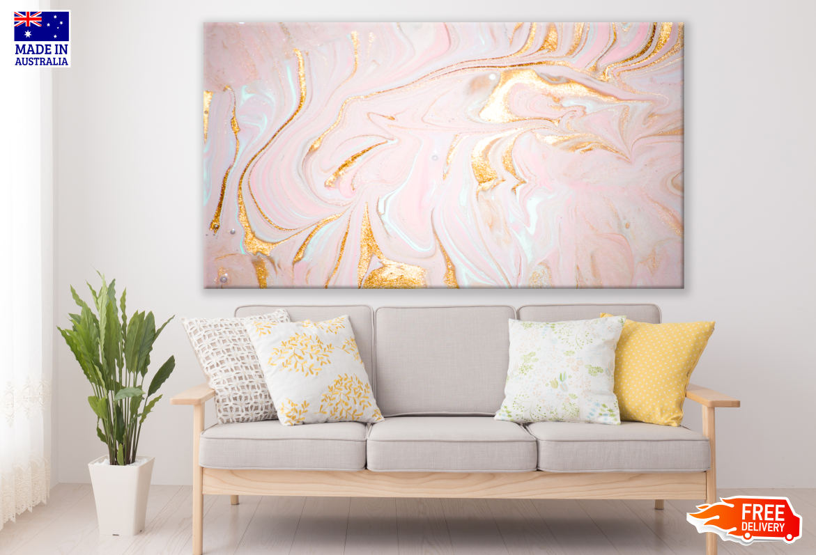 Gold Pink Abstract Granite Design Print 100% Australian Made