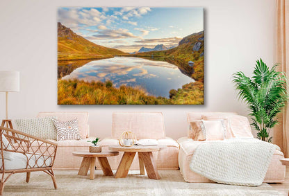 Bella Home Autumn Mountain Reflection & lake Print Canvas Ready to hang