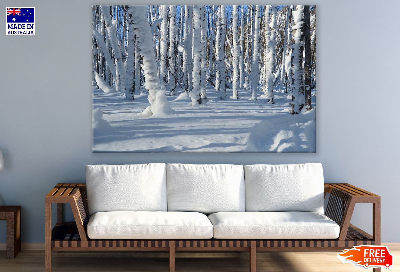 Snow Covered Tree Bark Photograph Print 100% Australian Made