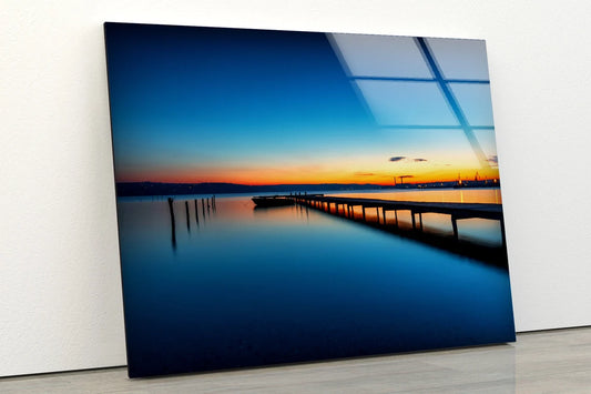 Wooden Pier at Sunset Photograph Acrylic Glass Print Tempered Glass Wall Art 100% Made in Australia Ready to Hang