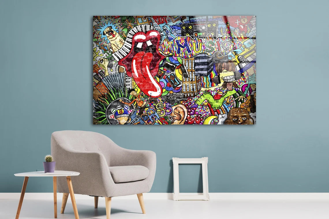 Colorful Abstract Graffiti Art Design Acrylic Glass Print Tempered Glass Wall Art 100% Made in Australia Ready to Hang