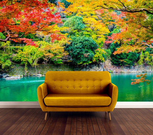 Wallpaper Murals Peel and Stick Removable Colorful Trees in Forest High Quality