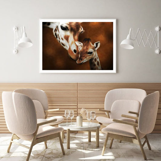 Giraffes Portrait Watercolor Painting Home Decor Premium Quality Poster Print Choose Your Sizes