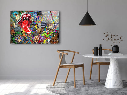 Colorful Abstract Graffiti Art Design Acrylic Glass Print Tempered Glass Wall Art 100% Made in Australia Ready to Hang