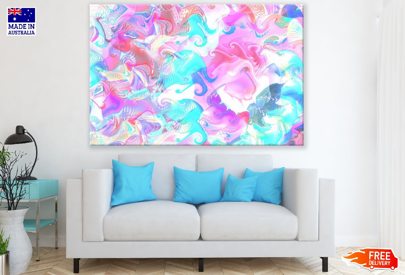 Pink & Blue Digital Art Abstract Design Print 100% Australian Made