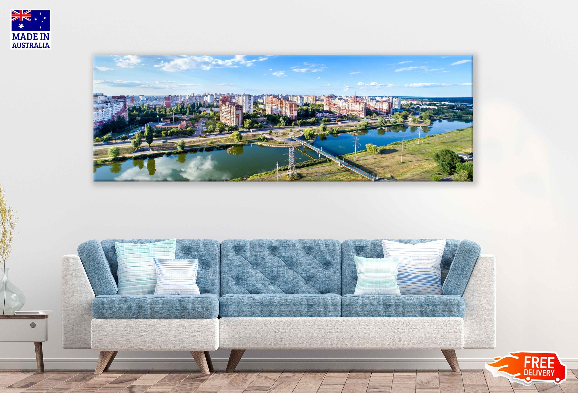 Panoramic Canvas Troieshchyna Kiev City Skyline View High Quality 100% Australian Made Wall Canvas Print Ready to Hang